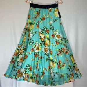 Lapis Green A-Line Midi Skirt Resort Wear